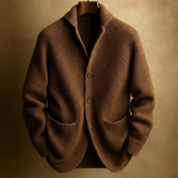 Silvoro – Gerippter Wollcardigan für Herren – Braun