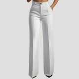 Beatrix | Damen High Waist Weite Hose – Weiß