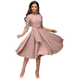 Damen Midikleid aus Viskose mit Taillengürtel – elegant geschnitten für Sommer – Khaki