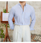 Anton - Gestreiftes Button-Down-Hemd – Hellblau