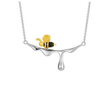 MELINA – Elegante Tropfender Honig & Biene Halskette für Naturliebhaber – Silber