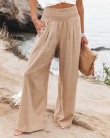 Otylia | Lockere Strandhose mit weitem Bein – Beige