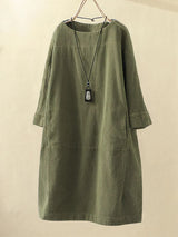 Anna | Corduroy Tunika Kleid – Grün