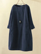 Anna | Corduroy Tunika Kleid – Dunkelblau