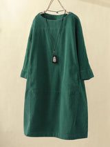 Anna | Corduroy Tunika Kleid – Dunkelgrün