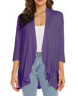 Bella | Damen Offener Front Drapierter Cardigan – Lila