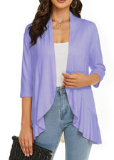 Bella | Damen Offener Front Drapierter Cardigan – Helllila
