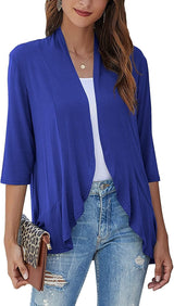 Bella | Damen Offener Front Drapierter Cardigan – Blau