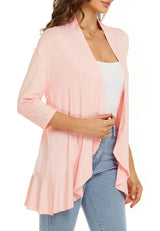 Bella | Damen Offener Front Drapierter Cardigan – Rosa