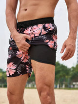 Benedikt | Herren Badeshorts mit Innenfutter – Rosa