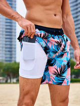 Benedikt | Herren Badeshorts mit Innenfutter – Hellblau