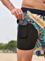 Benedikt | Herren Badeshorts mit Innenfutter – Beige