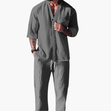 Benedikt | Herren Langarm Shirt Hose Set – Grau