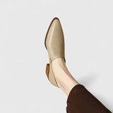 Damen Slipper mit spitzer Kappe und niedrigem Blockabsatz – Aprikose