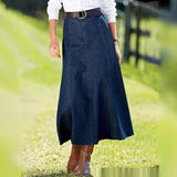 Monica - Langer Jeansrock mit klassischem Schnitt – Blau