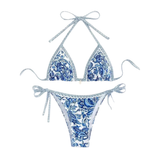 Bikini-Set mit Neckholder und Bindebändern im Print-Design – S