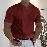 Bjarne | Herren T-Shirt Mit V-Ausschnitt Schlicht Freizeit – Dunkelrot