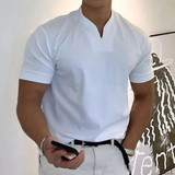 Bjarne | Herren T-Shirt Mit V-Ausschnitt Schlicht Freizeit – Weiß