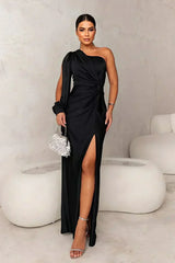 Jocelyn | Einschulter Transparent Abendkleid – Schwarz