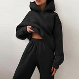 Casual Vintage Oversized Trainings- & Jogginganzug für Damen | Perfekt für lässige Tage – Schwarz