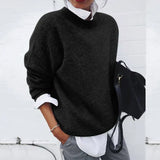 Damen Lässig Langarm Pullover | Warm – Schwarz