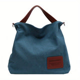 Canvas Schultertasche Damen – Zeitlose Crossbody Bag mit Reißverschluss – Blau