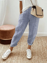 Elke | Elegante und Lässige Gestreifte Hose – Blau