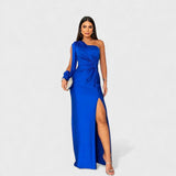 Ellivia - Weiches One-Shoulder-Abendkleid – Blau