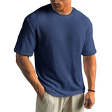 Herren Texturierte Rundhalsausschnitt T-Shirt – Blau