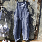 Vintage Gestreift Weiter Overall Für Damen | Ideal für den Sommer – Blau