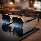 NoirEdge – Klassische Halbrahmen-Sonnenbrille – Blau