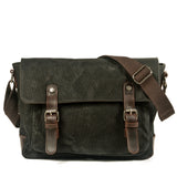 Durango™ Schultertasche Aus Gewachstem Baumwoll-Canvas & Leder – Vintage & Wasserabweisend, 9.5L – Schwarz
