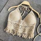 Beige Damen Bikini Top gewebt ohne Bügel – verstellbare Passform Sommerlook – Beige