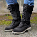 Damen-Winterstiefel mit seitlichem Reißverschluss | Gestrickter Bund – Schwarz