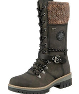 Damen-Winterstiefel mit seitlichem Reißverschluss | Gestrickter Bund – Grün