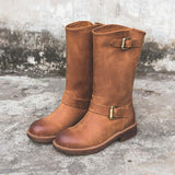 Ophelia | Schnalle Blockabsatz Stiefel – Braun