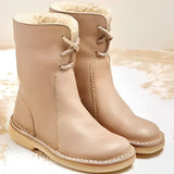 Helena – mit wolle gefütterte lederstiefel für damen – Creme