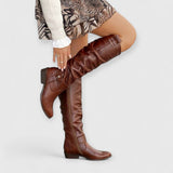 Keira | Elegante Knie-Stiefel – Braunes Leder