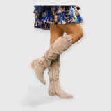 Keira | Elegante Knie-Stiefel – Beige