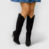 MARTINA | Elegante Stiletto-Boots – Schwarz - Wildleder