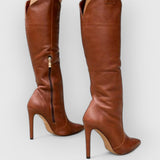 MARTINA | Elegante Stiletto-Boots – Braun - Leder