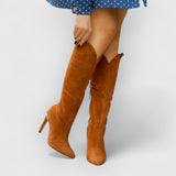 MARTINA | Elegante Stiletto-Boots – Braun - Wildleder