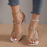Sofie™ - Modische Casual Blockabsatzsandalen mit Bergkristallen für Frauen – Champagner