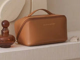 Kosmetiktasche Reise Groß – Eleganter Make-up Organizer für Damen mit Reißverschluss – Braun