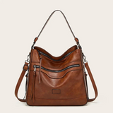 Damen Umhängetasche Vegan Leder – Elegante Schultertasche Groß – Braun