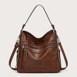 Damen Umhängetasche Vegan Leder – Elegante Schultertasche Groß – Kaffee