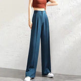 Brigid | Damen Weite Hose Hohe Taille – Blau