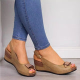 Brigitte | Damen Keilabsatz Sandaletten mit Slingback – Braun