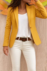 Britta | Damen Taillierter Kurz Blazer – Gelb