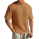 Herren Texturierte Rundhalsausschnitt T-Shirt – Braun